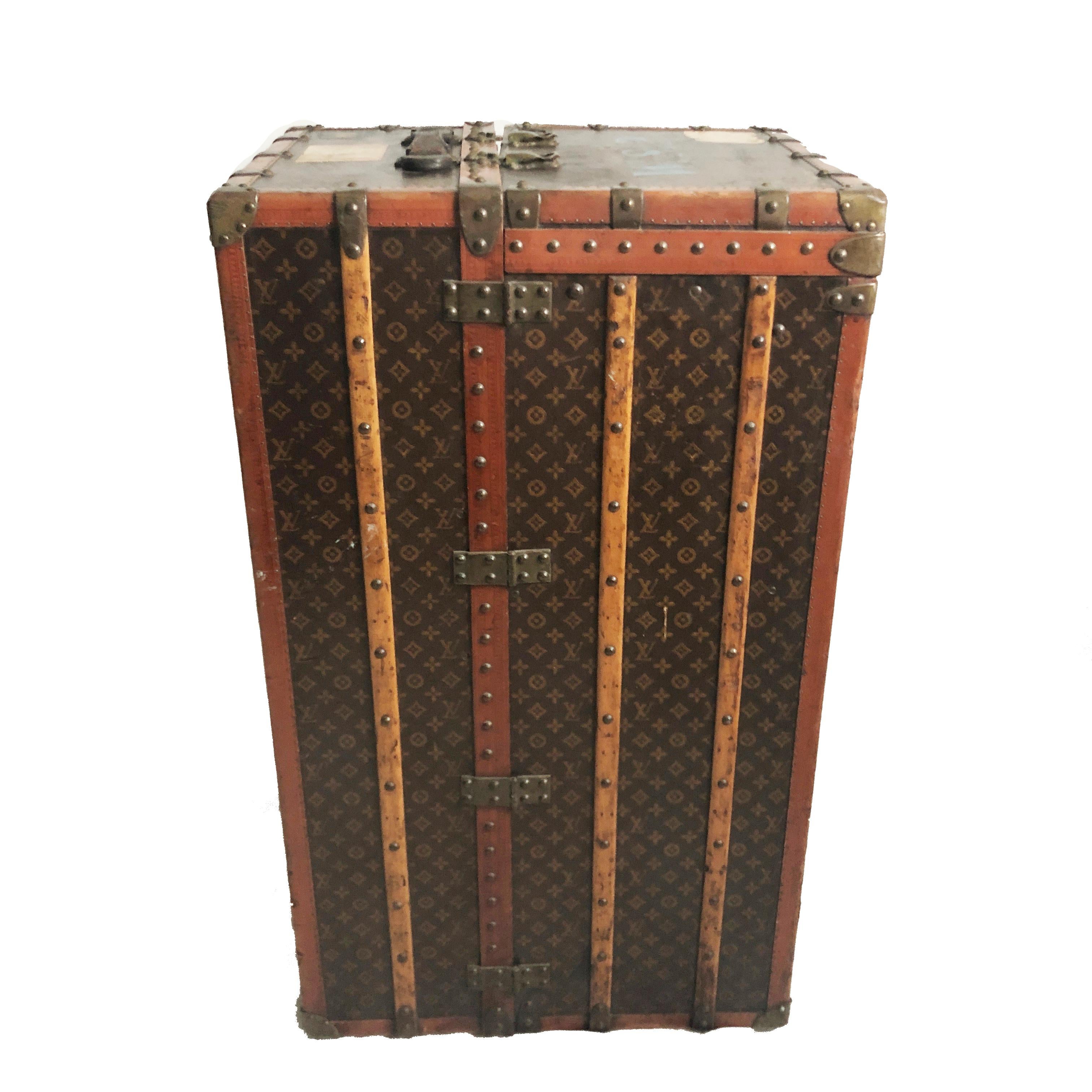 Louis Vuitton Large Wardrobe Steamer Trunk Monogram Travel Case Early 20th C  For Sale 3