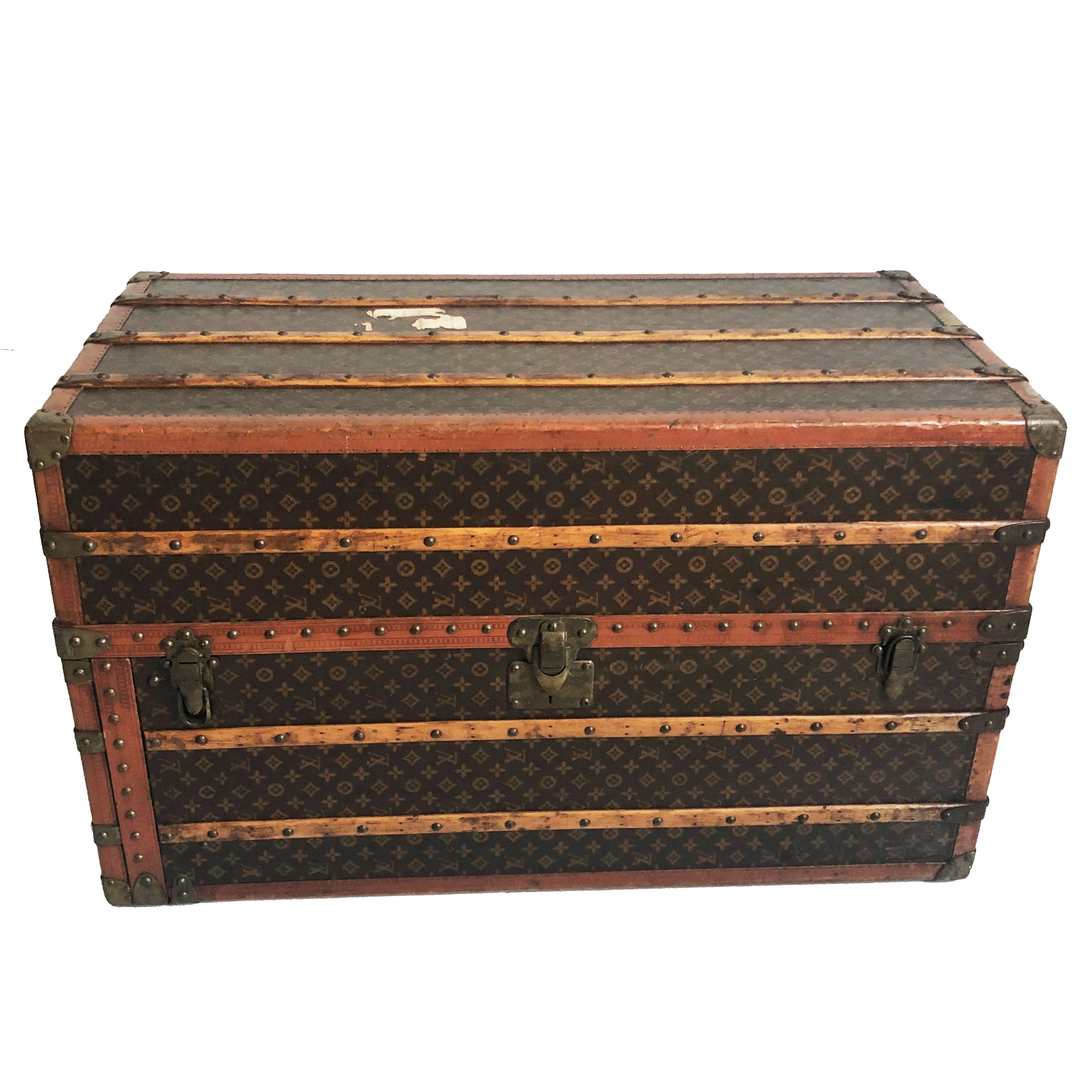 Louis Vuitton Large Wardrobe Steamer Trunk Monogram Travel Case Early 20th C  For Sale 4
