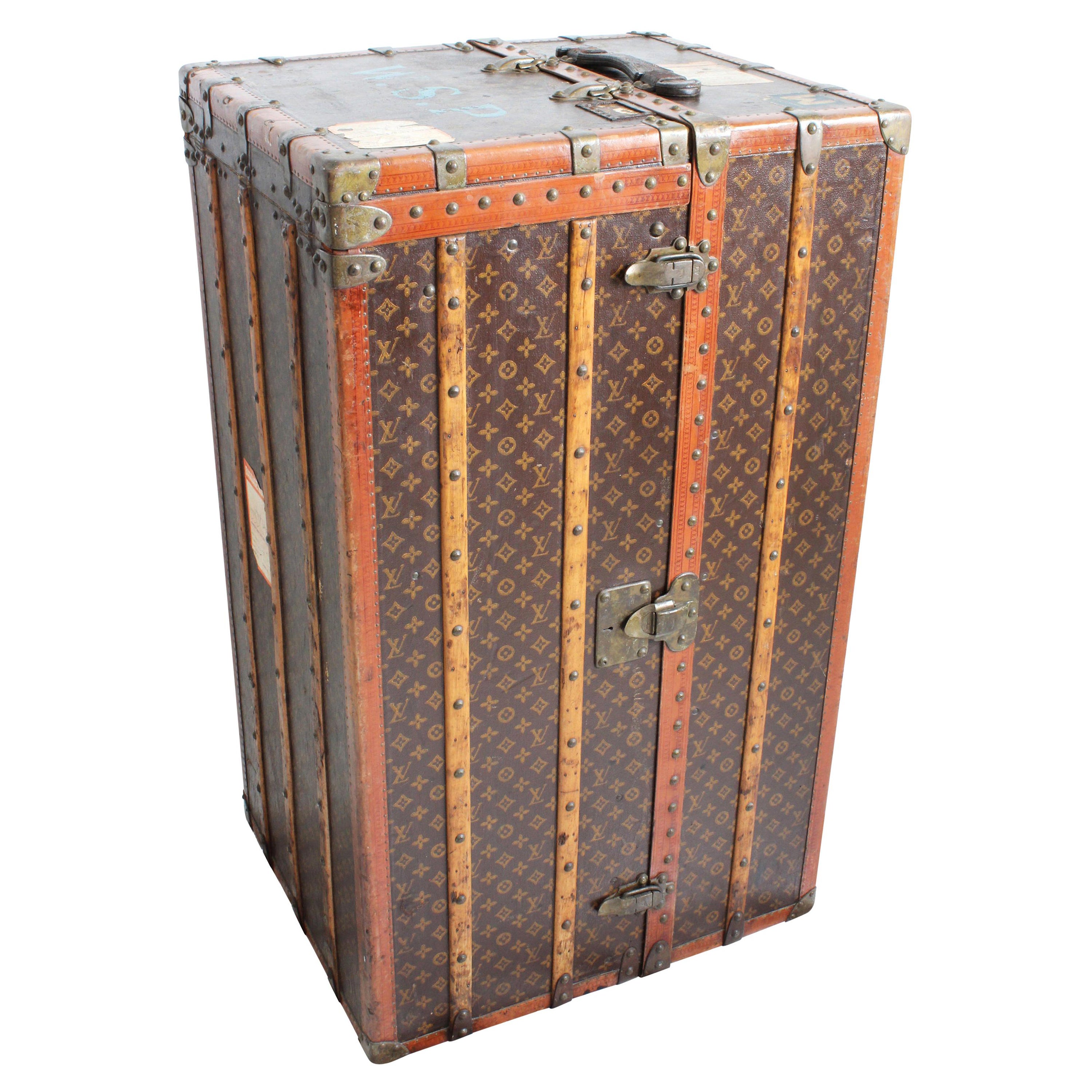 Louis Vuitton Large Wardrobe Steamer Trunk Monogram Travel Case Early 20th C