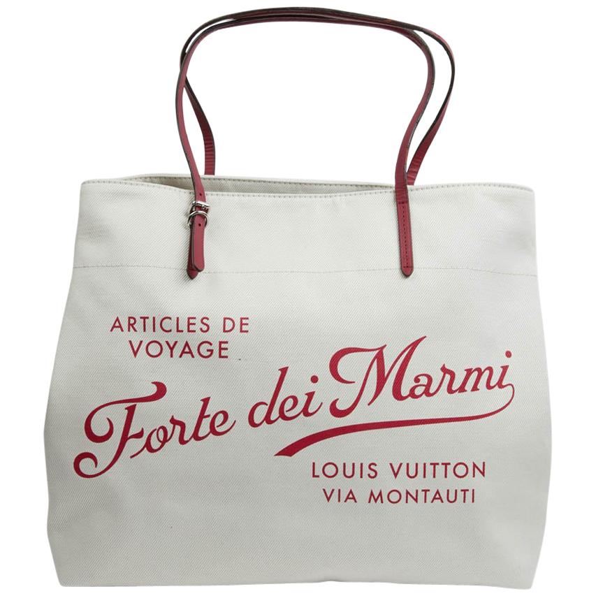 LOUIS VUITTON Large White "Forte Dei Miami" Tote Bag For Sale