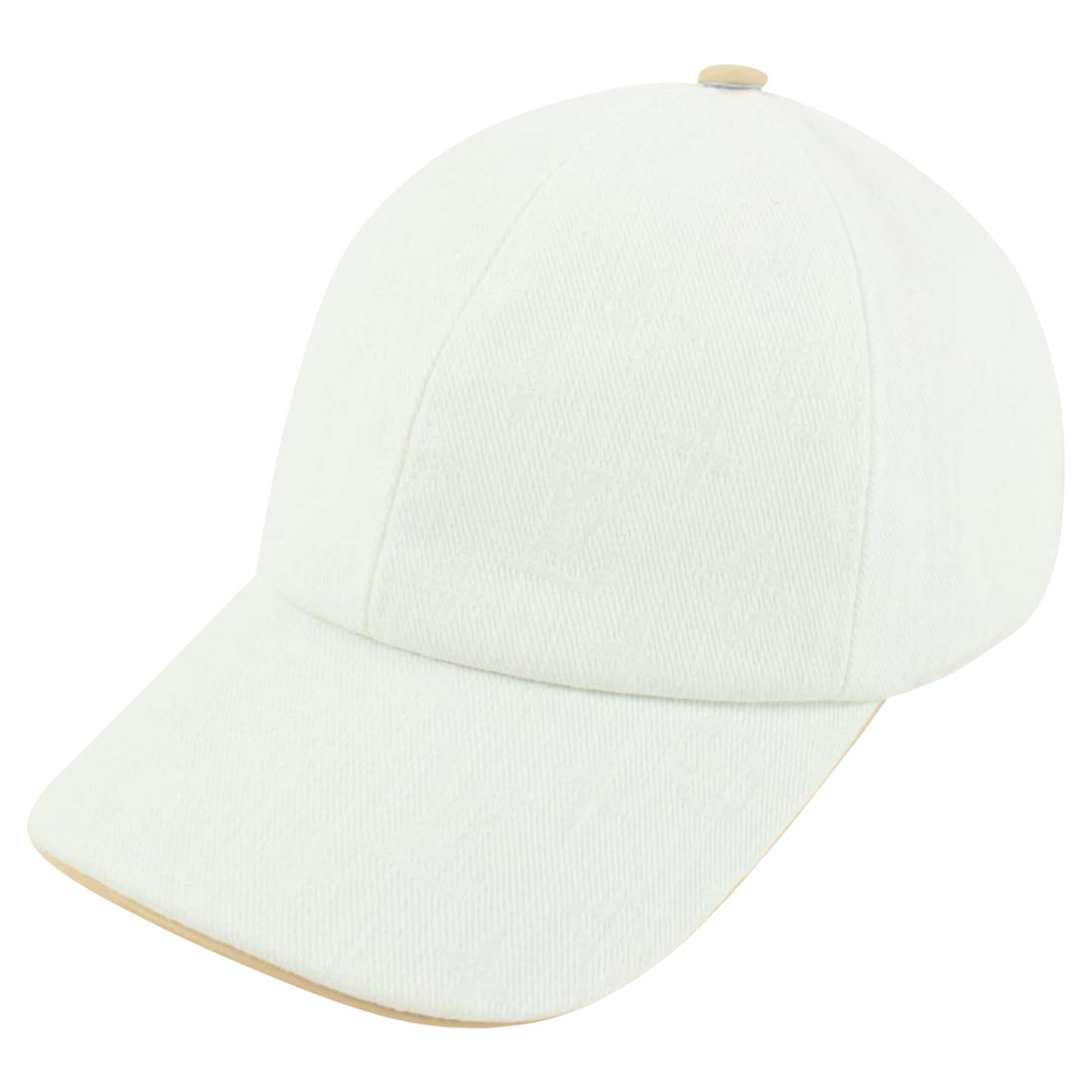 Louis Vuitton Large White Monogram Denim Be My Cap ou Pas Baseball Hat 69lz418s