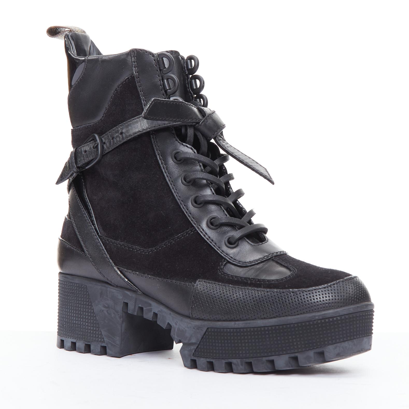 LOUIS VUITTON Laureate black suede harness combat desert boots EU36.5
Reference: ECLO/A00098
Brand: Louis Vuitton
Model: Laureate
Material: Leather, Suede
Color: Black
Pattern: Solid
Closure: Lace Up
Lining: Black Leather
Extra Details: LV canvas