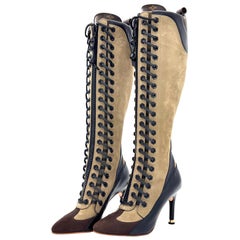 Louis Vuitton Laureate High Boots LV Monogram Laceup Knee High Combat Boots 36.5