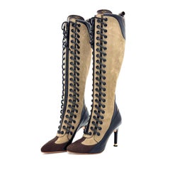 Louis Vuitton Laureate High Boots LV Monogram Laceup Knee High Combat Boots 36.5