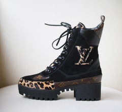 Louis Vuitton Laureate Leopard-Print Pony-Hair Platform Desert Boots