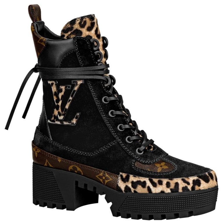 Louis Vuitton Laureate Leopard-Print Pony-Hair Platform Desert