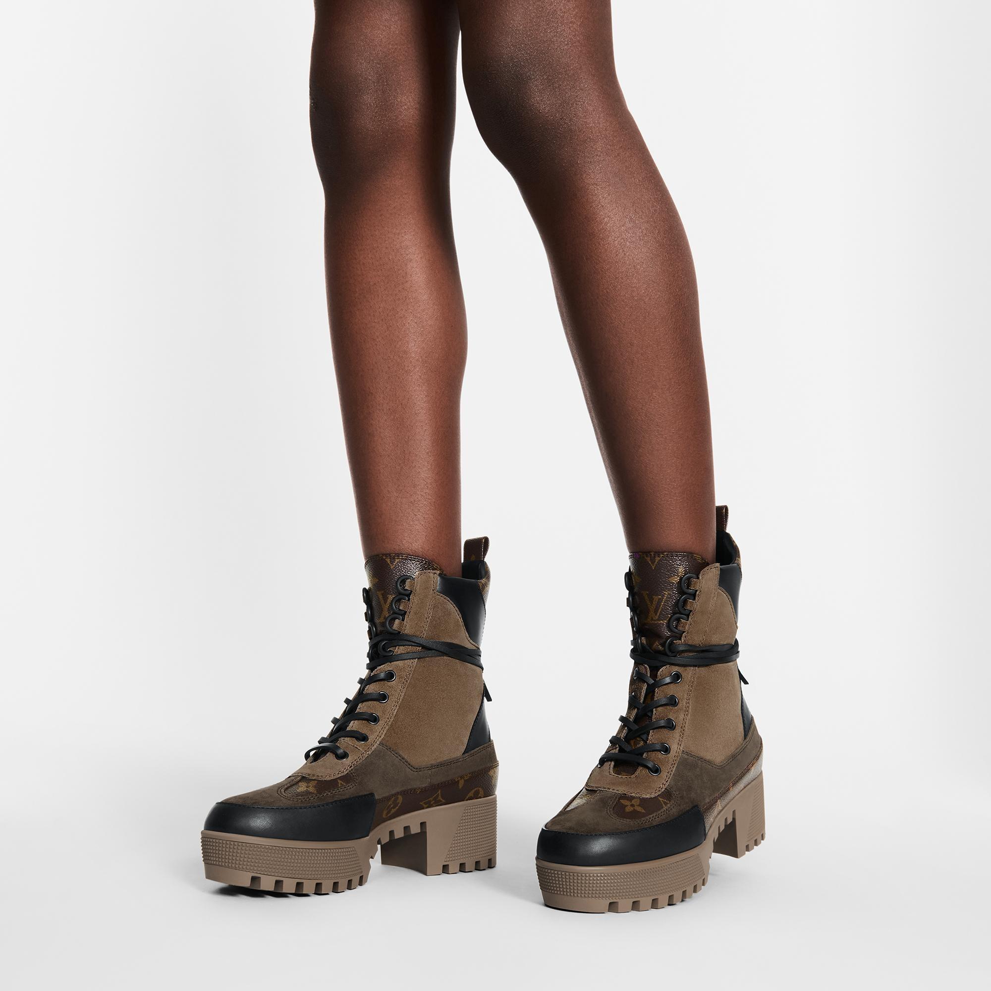 Women's LOUIS VUITTON LAUREATE Platform Desert Beige Boots 1A4XYE Size 41 