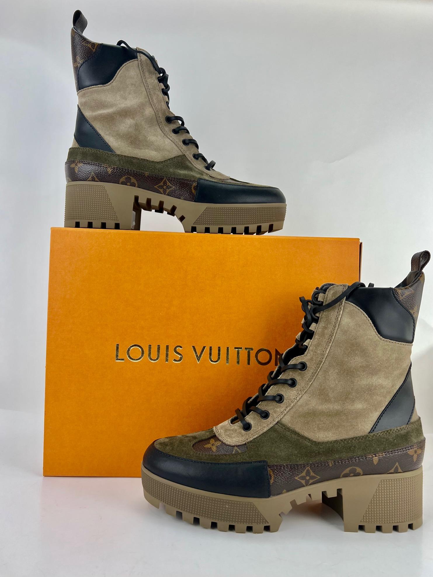 LOUIS VUITTON LAUREATE Platform Desert Beige Boots 1A4XYE Size 41  1