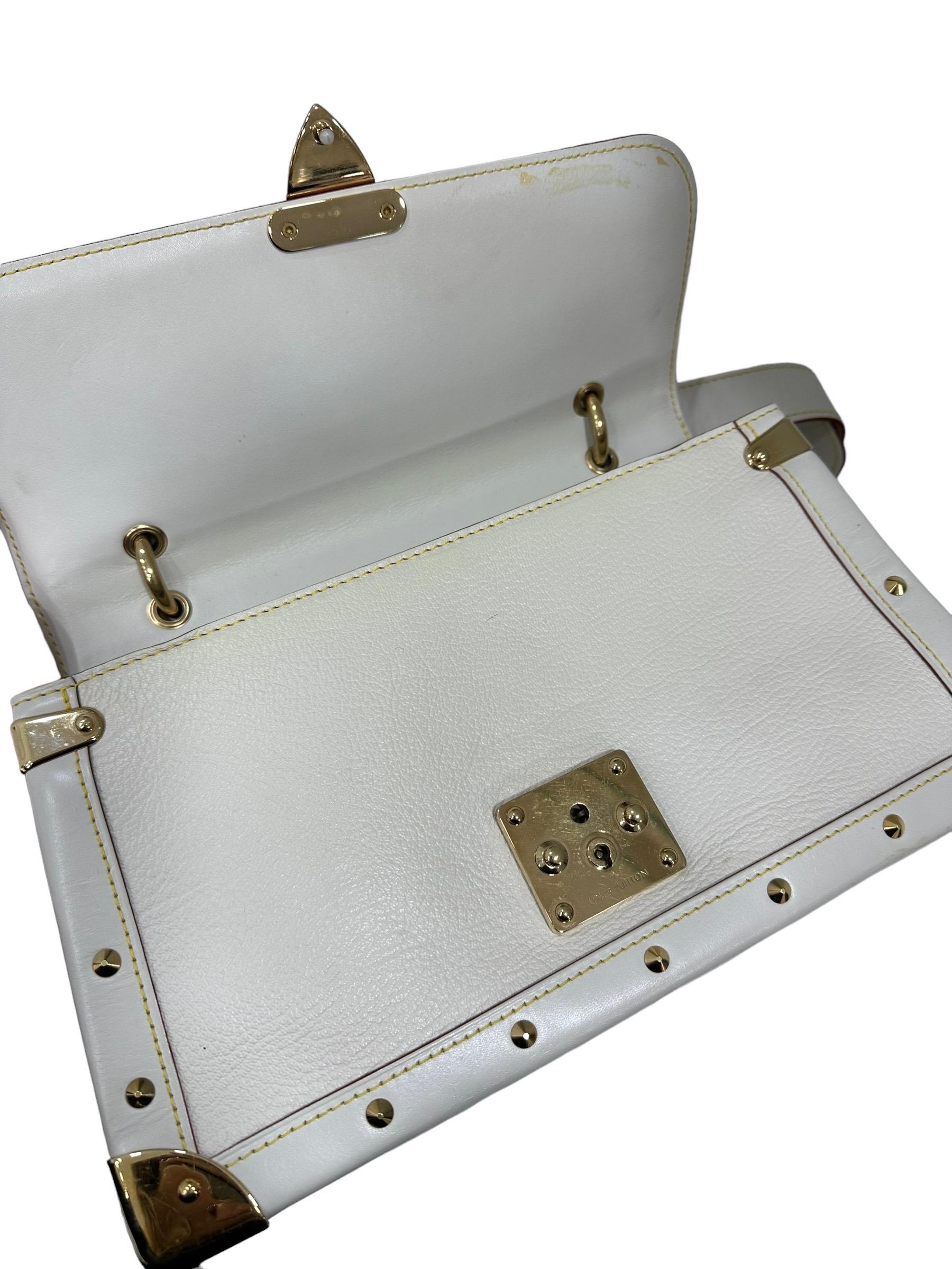 Louis Vuitton Le Talentueux Top Handle Bag White Leather With Gold Hardware For Sale 6