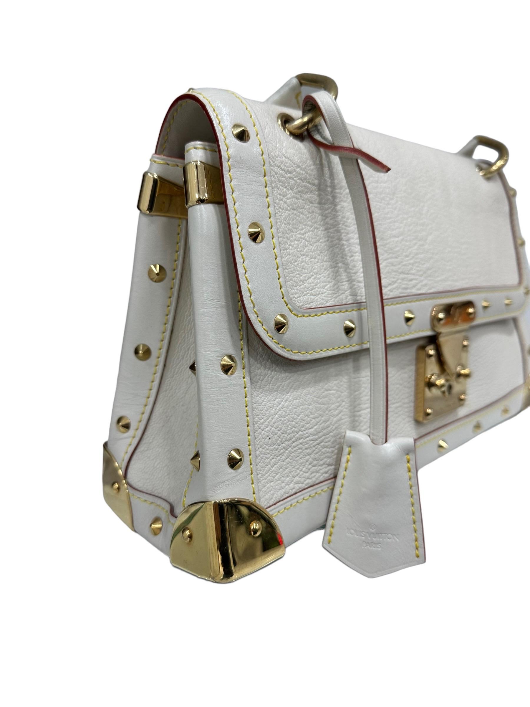 Louis Vuitton Le Talentueux Top Handle Tasche aus weißem Leder mit goldenen Beschlägen Damen im Angebot