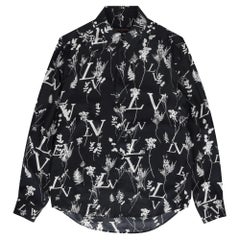 Louis Vuitton Leaf-Print 'LV' Logo Silk Shirt