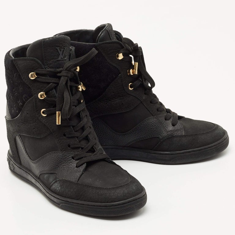 Monogram Cliff Louis Vuitton Leather and Embossed Monogram Suede Cliff Top Sneakers ...