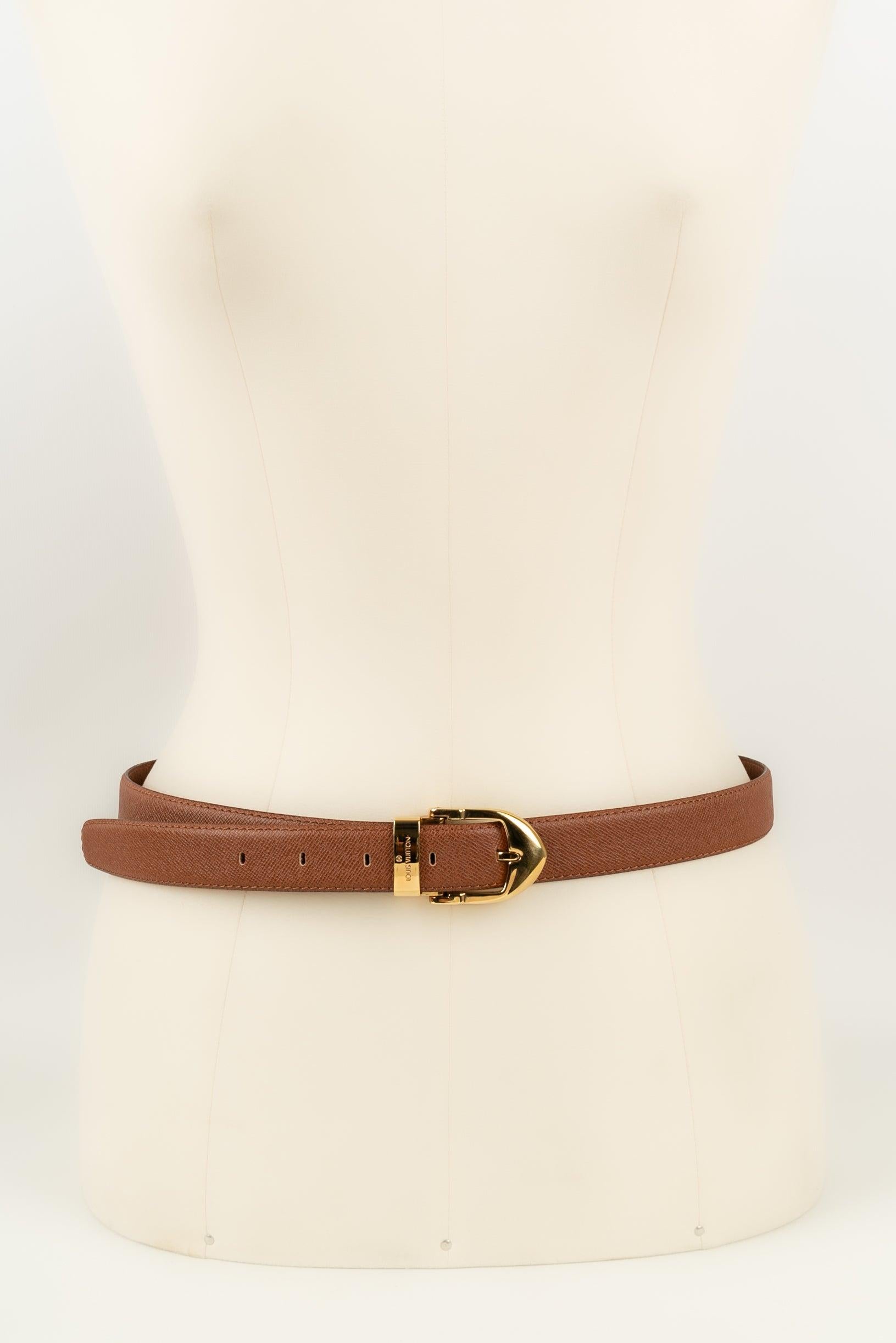 Women's Louis Vuitton Leather and Gold-plated Metal Belt For Sale