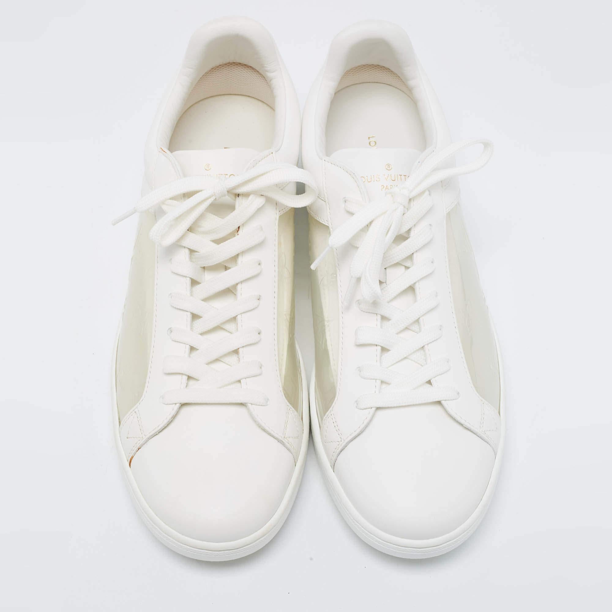 Louis Vuitton Leather and Iridescent Monogram PVC Luxembourg Sneakers Size 41.5 In New Condition In Dubai, Al Qouz 2