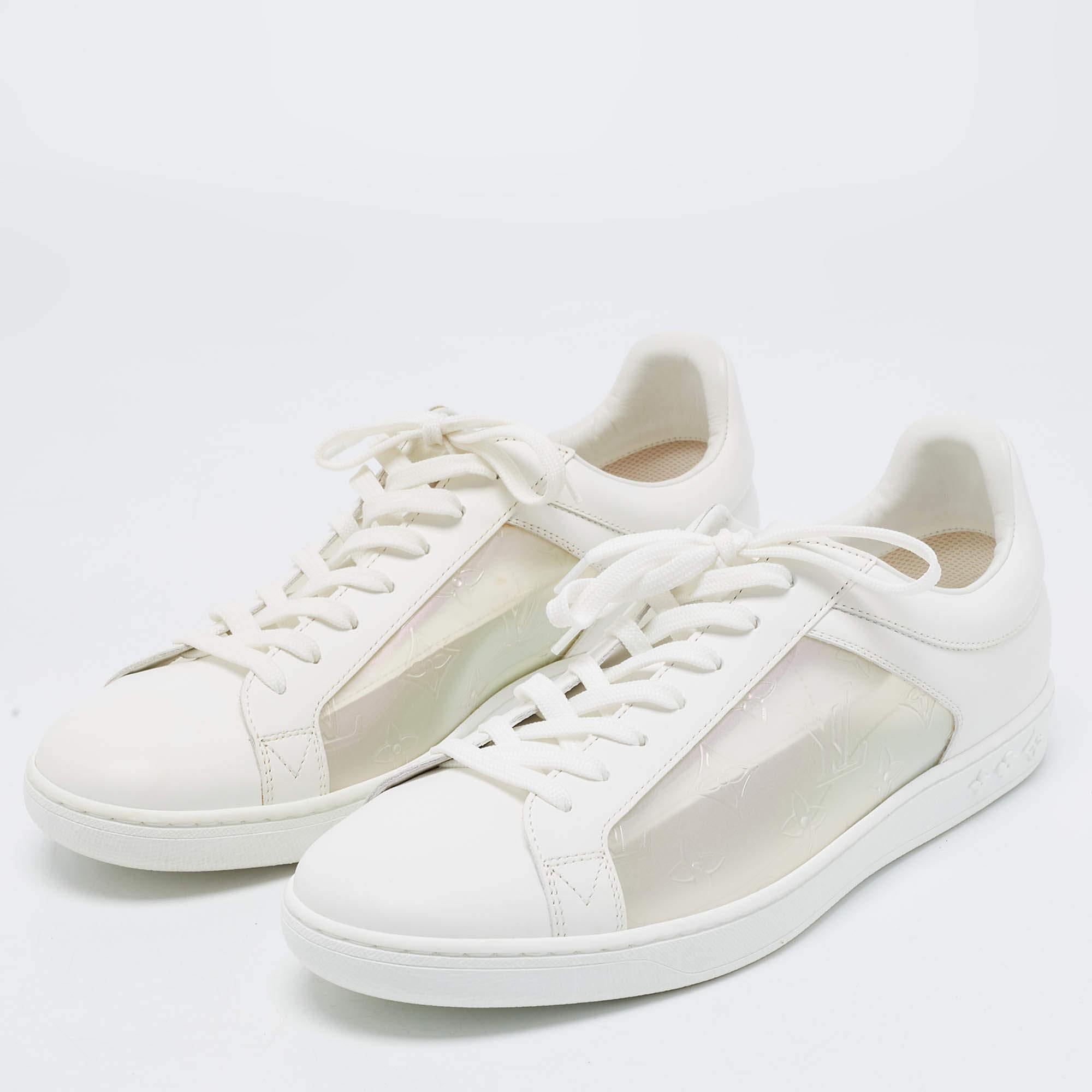 Men's Louis Vuitton Leather and Iridescent Monogram PVC Luxembourg Sneakers Size 41.5