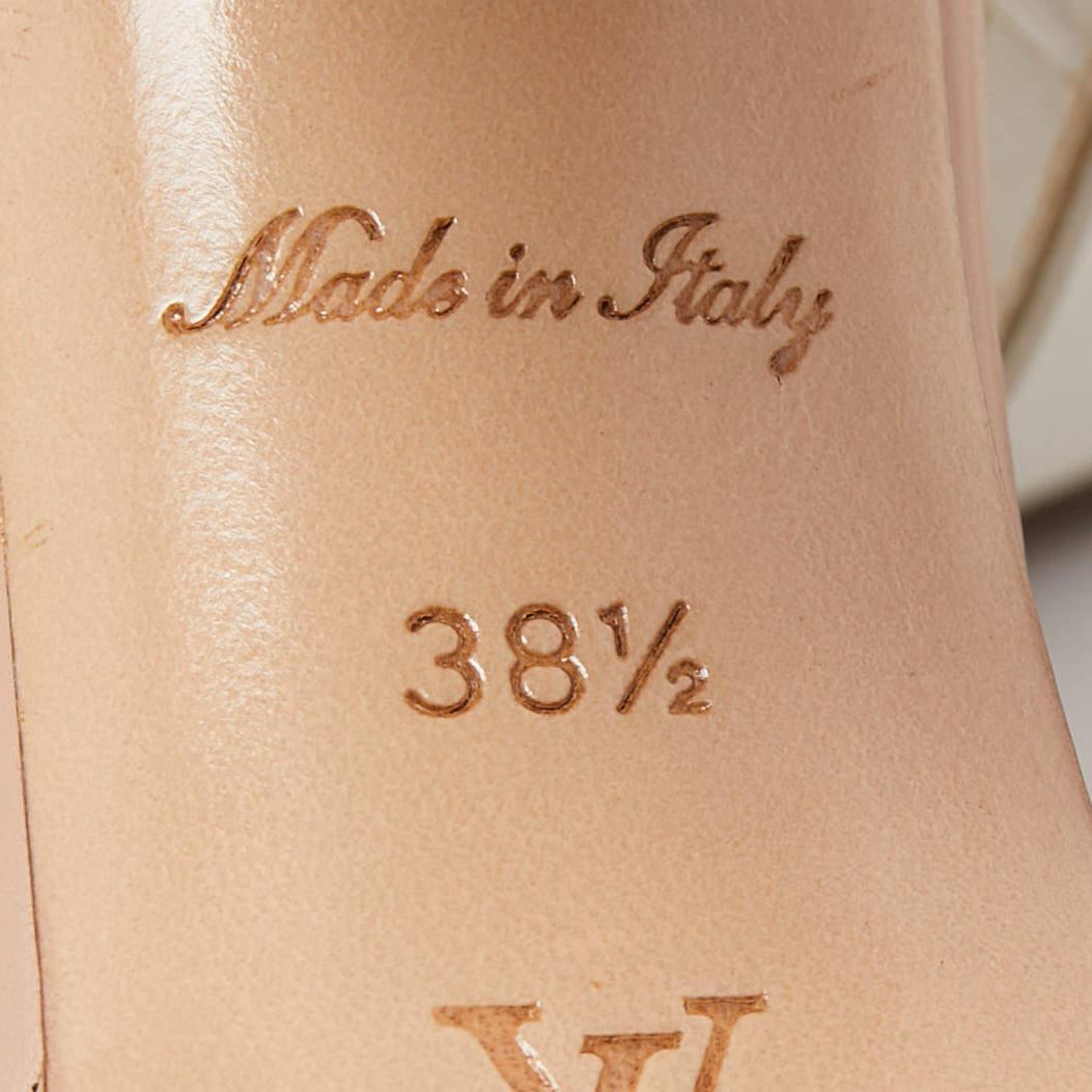Louis Vuitton Leather and Monogram Canvas Double Strap Sandals Size 38.5 For Sale 3