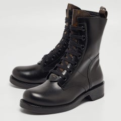 Louis Vuitton Leather and Monogram Canvas Metropolis Flat Ranger Boots Size 37.5