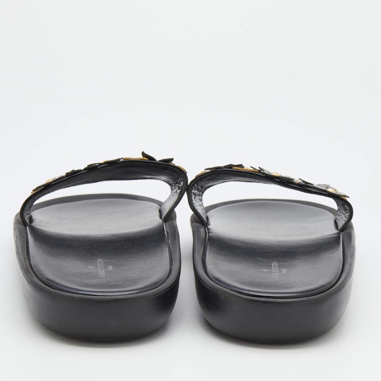 Louis Vuitton Leather Applique Embellished Platform Slide Sandals Size 40  at 1stDibs