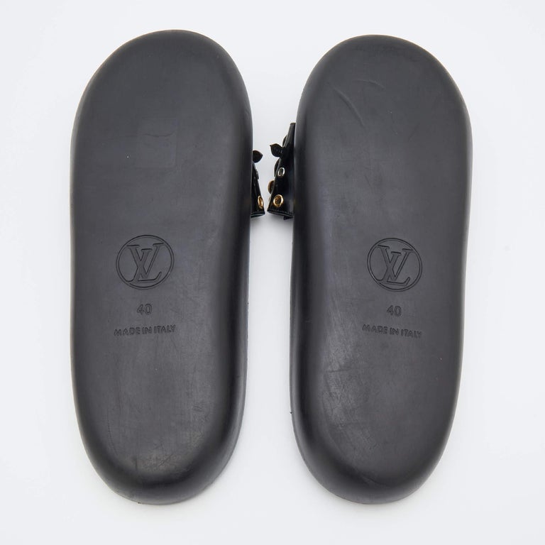 Louis Vuitton Leather Applique Embellished Platform Slide Sandals Size 40
