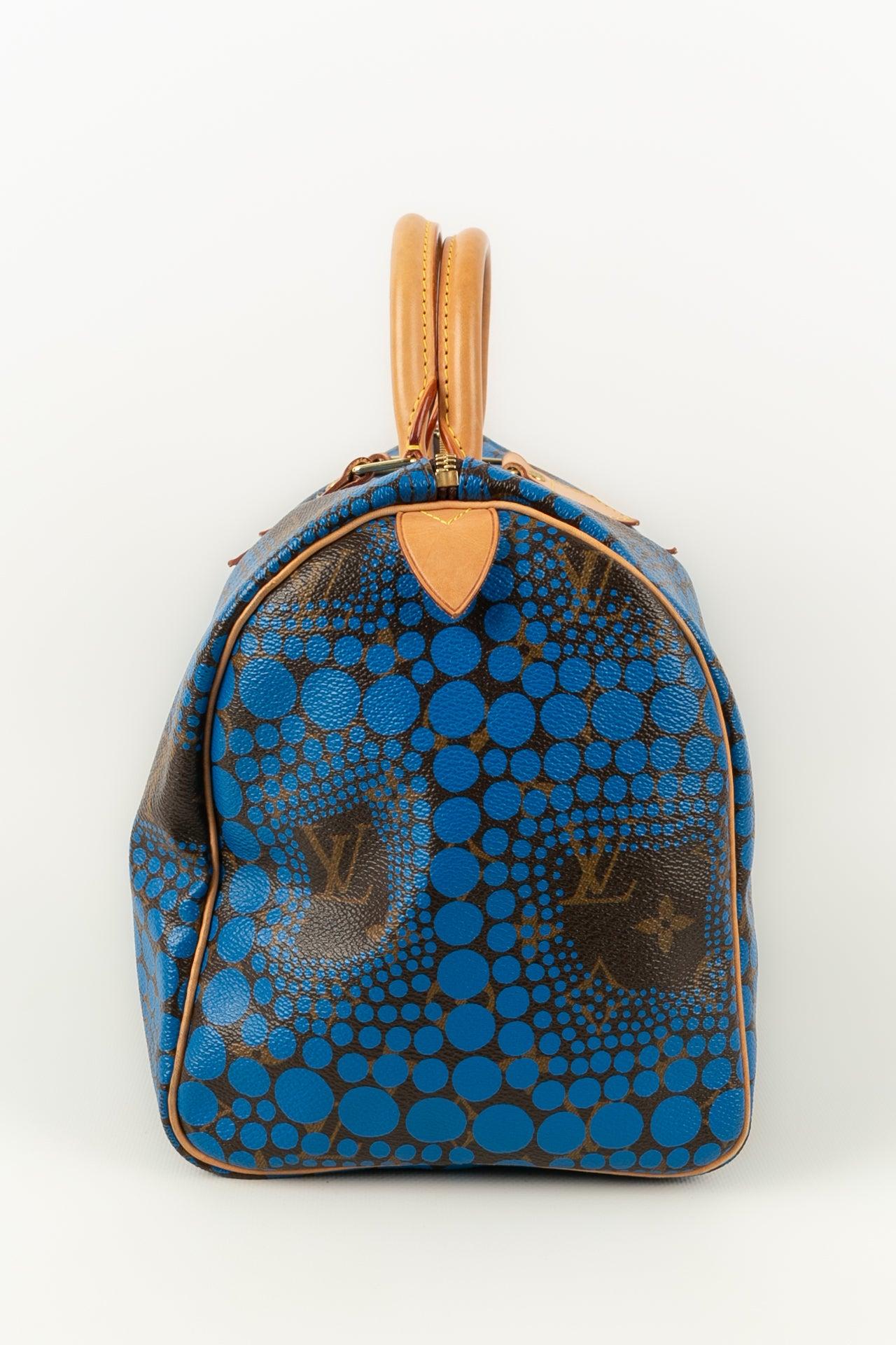 Blue Louis Vuitton Leather Bag by Yayoi Kusama For Sale
