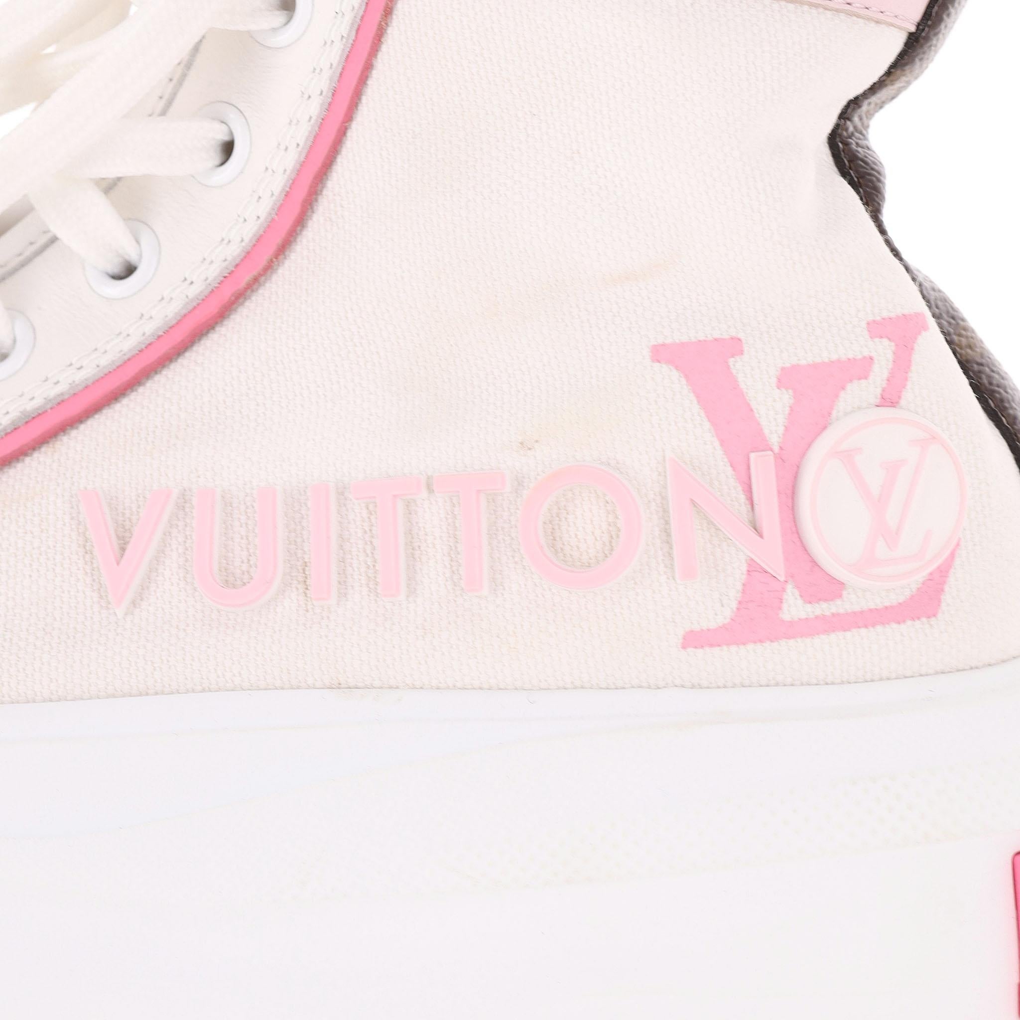 Louis Vuitton Leather & Canvas Monogram LV Squad High-Top Sneakers 4