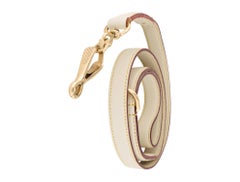 Louis Vuitton Leather Cream Ivory Leather Gold Buckle Animal Pet Dog Leash