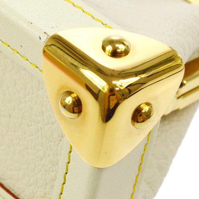 Louis Vuitton Leather Gold Small Mini Top Handle Kisslock Cosmetic Bag