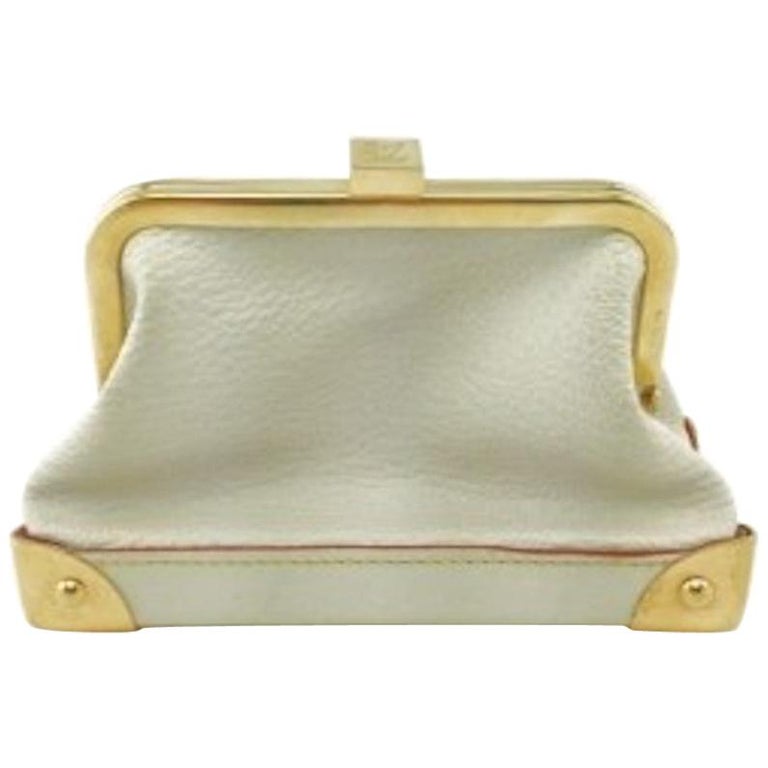 Louis Vuitton Leather Gold Small Mini Top Handle Kisslock Cosmetic Bag