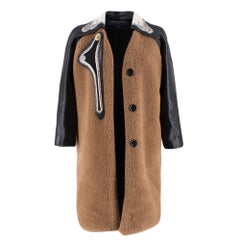 Louis Vuitton Leather Paneled Teddy Bear Coat with Leather Sleeves SIZE XXS