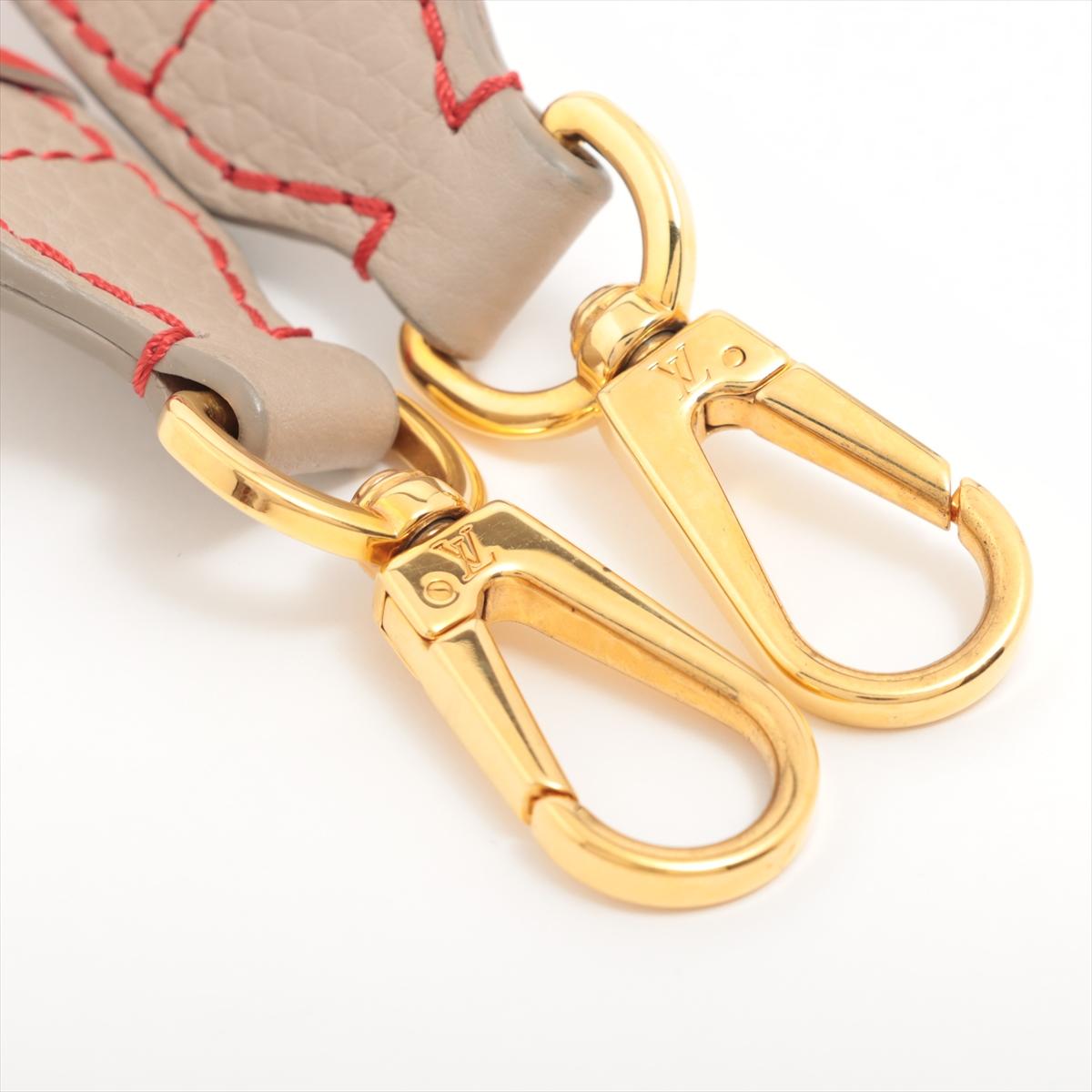 Brown Louis Vuitton Leather Shoulder Strap Taupe x Red For Sale