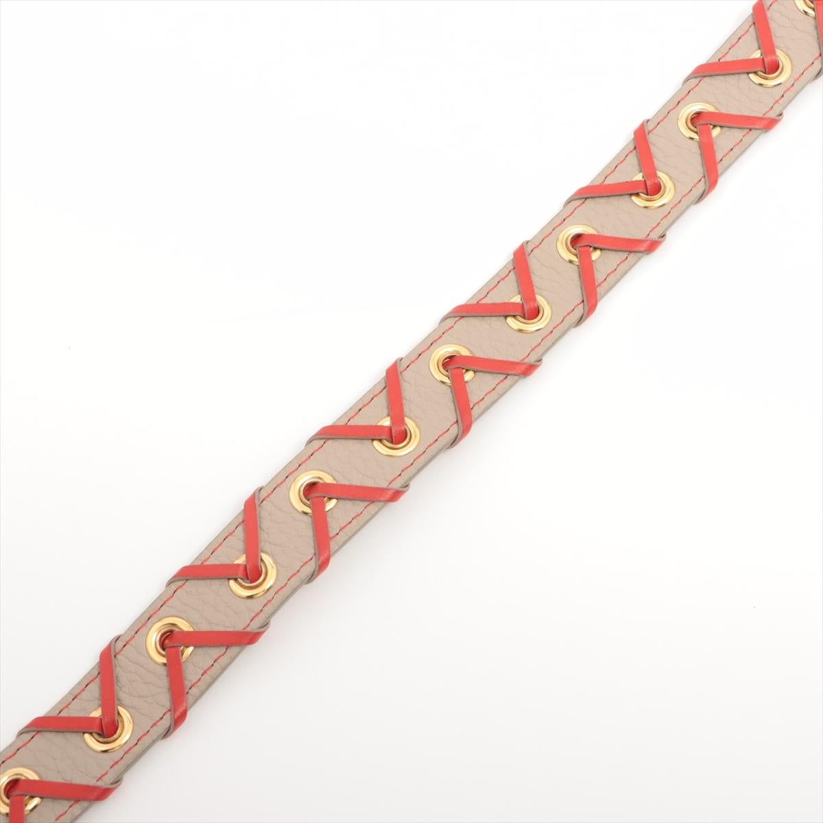 Louis Vuitton Leather Shoulder Strap Taupe x Red In Good Condition For Sale In Humacao, PR