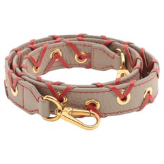 Louis Vuitton Leather Shoulder Strap Taupe x Red