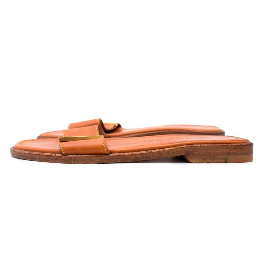 Louis Vuitton Leather Tan Sandals - Size EU 36.5 In Excellent Condition For Sale In London, GB
