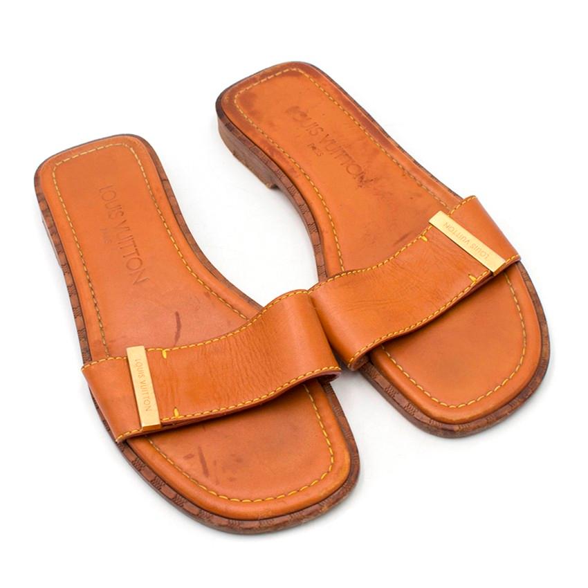 Women's Louis Vuitton Leather Tan Sandals - Size EU 36.5 For Sale