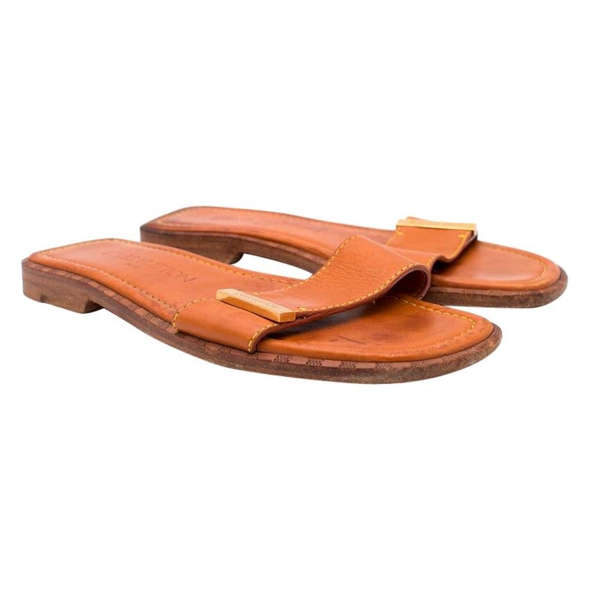 Louis Vuitton Leather Tan Sandals - Size EU 36.5 For Sale