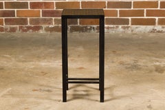 Louis Vuitton Leather Top Small Side Table with Custom Metal Base and Stretchers