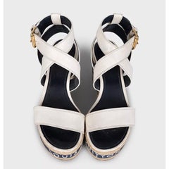 Louis Vuitton Leather Wedge Sandals - Size 39