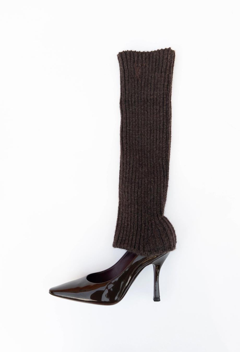 Black Louis Vuitton Leg Warmer Chocolate Patent Heels Sz 36 For Sale