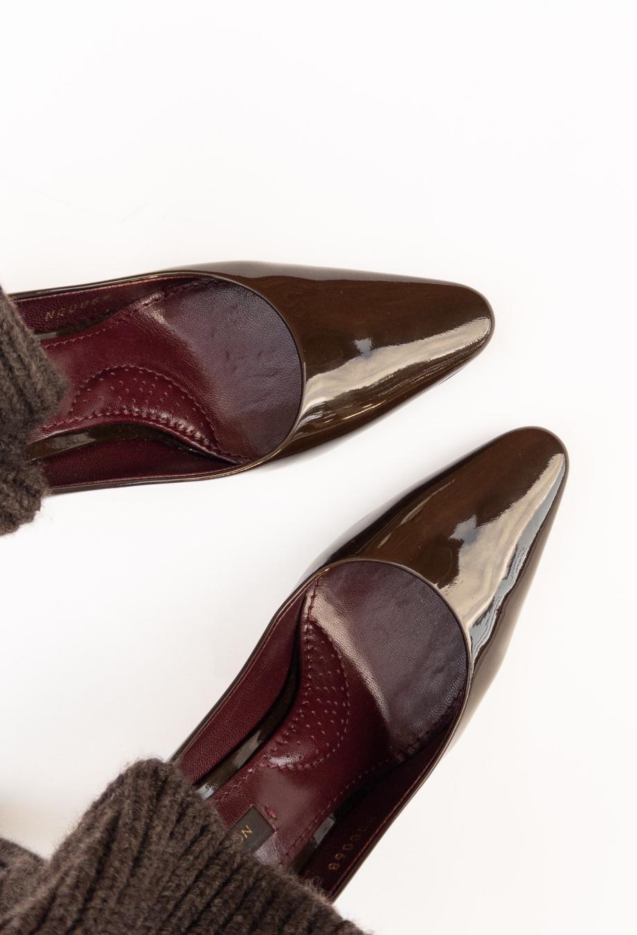 Louis Vuitton Leg Warmer Chocolate Patent Heels Sz 36 For Sale 2