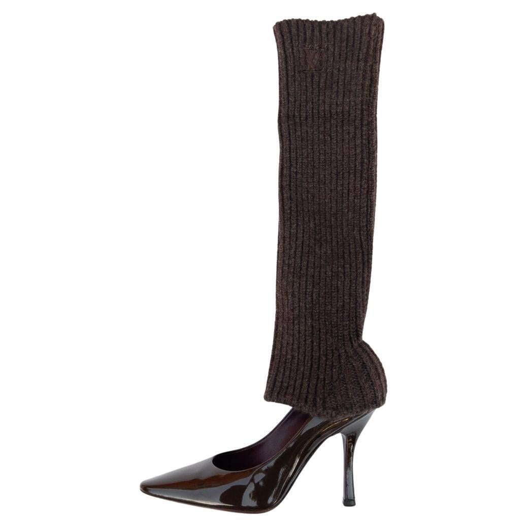 Louis Vuitton Leg Warmer Chocolate Patent Heels Sz 36 For Sale