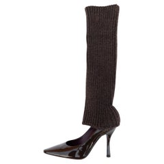 Louis Vuitton Leg Warmer Chocolate Patent Heels Sz 36