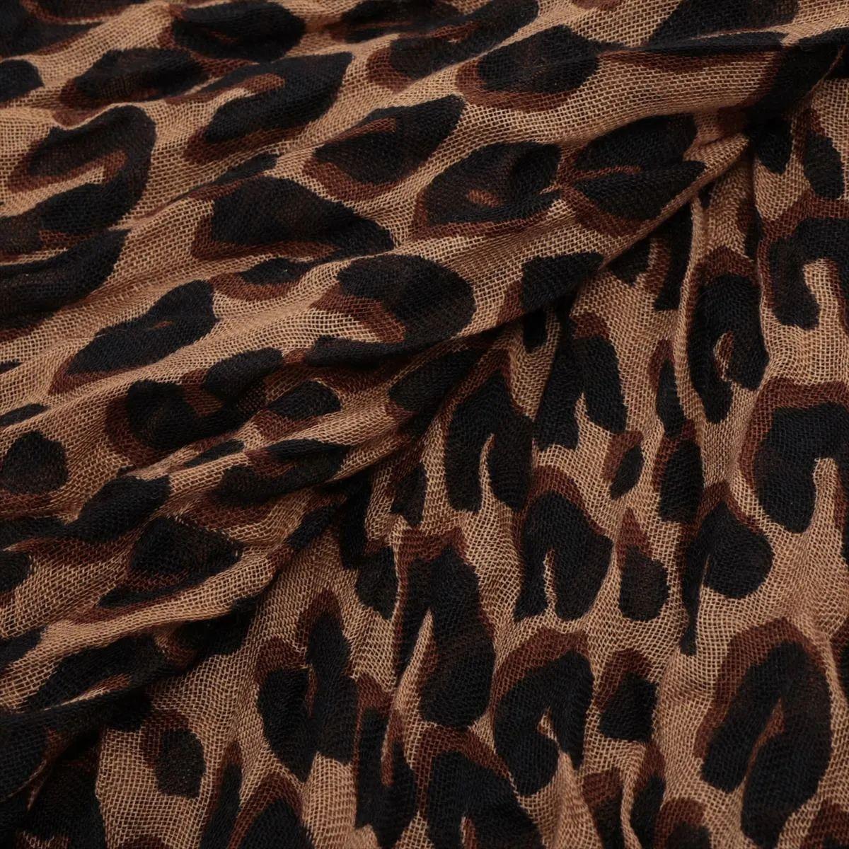 Louis Vuitton Leoparden-Kaschmir-Seidenschal Braun (Schwarz) im Angebot