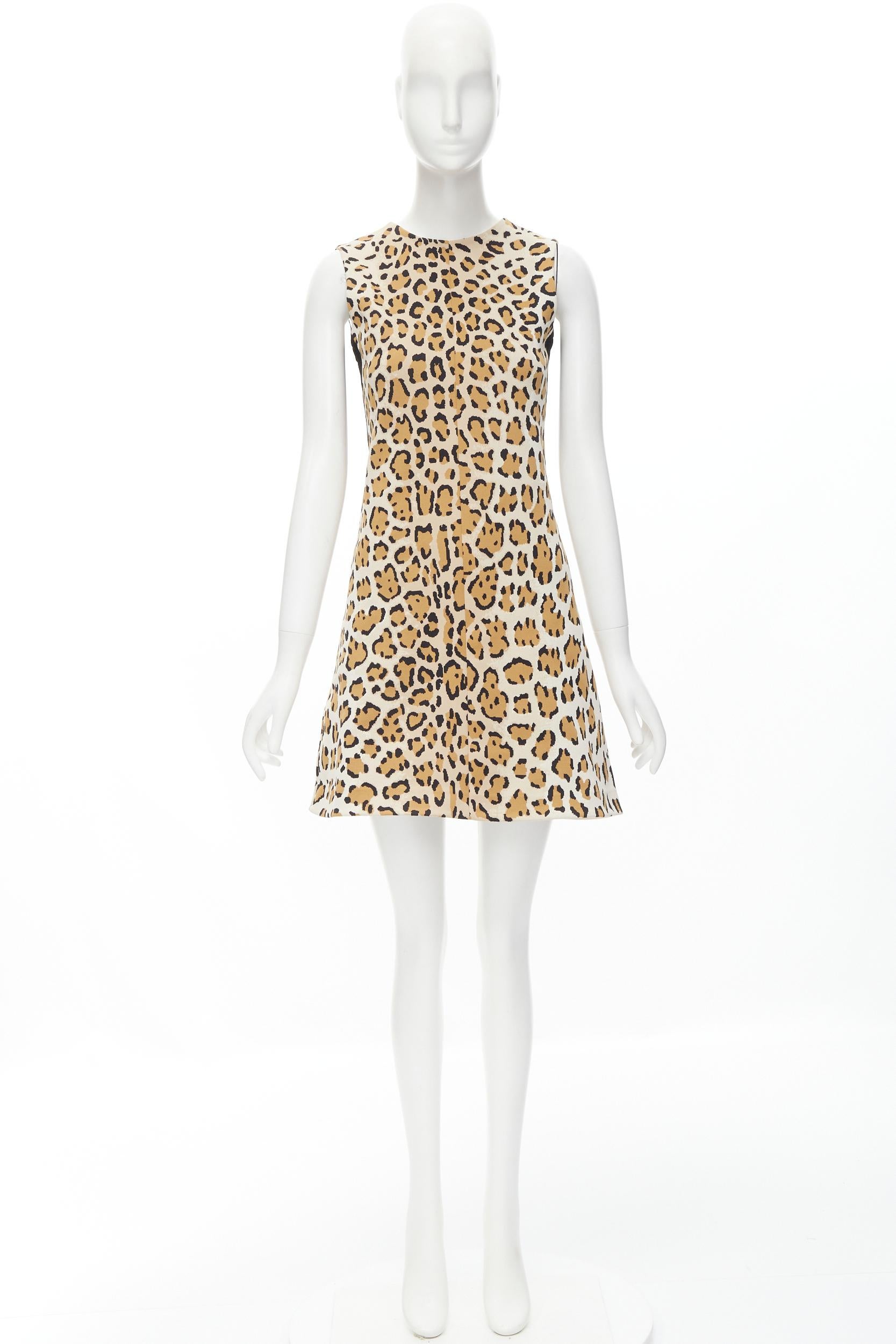 LOUIS VUITTON leopard jacquard knit sleeveless A-line cocktail dress XS 4