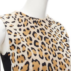 LOUIS VUITTON leopard jacquard knit sleeveless A-line cocktail dress XS
