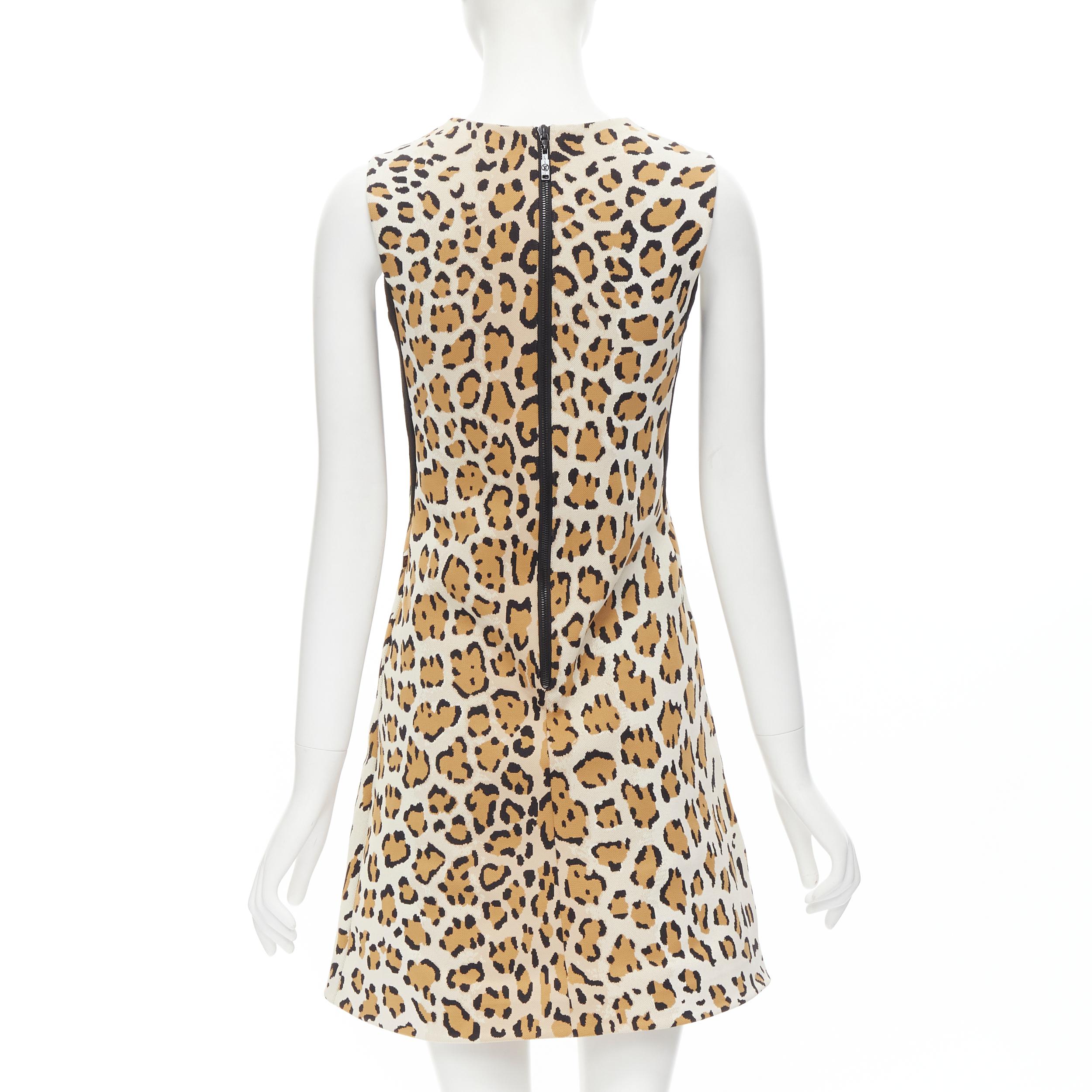 LOUIS VUITTON leopard jacquard knit sleeveless A-line cocktail dress XS In Excellent Condition For Sale In Hong Kong, NT