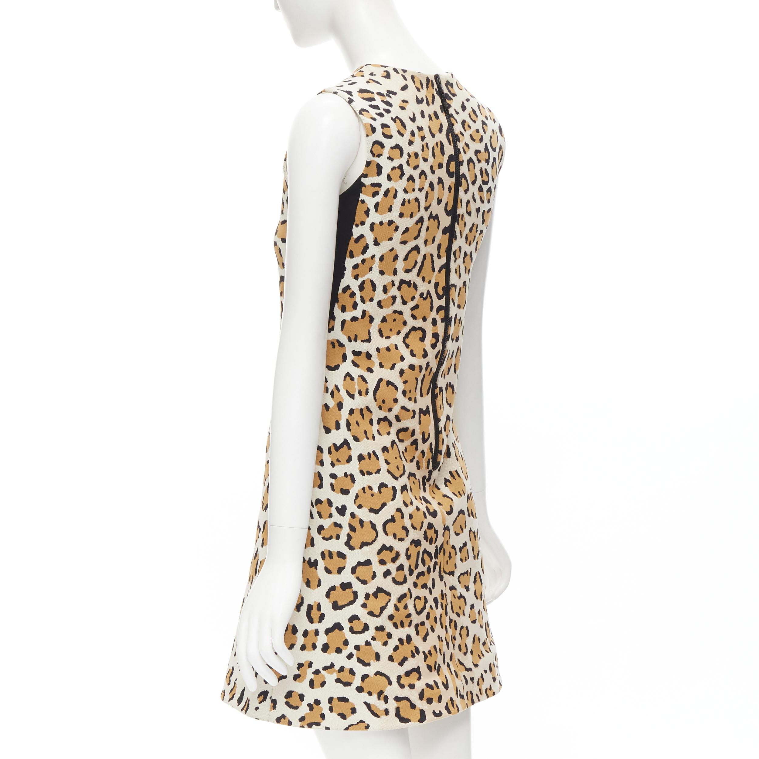 Women's LOUIS VUITTON leopard jacquard knit sleeveless A-line cocktail dress XS
