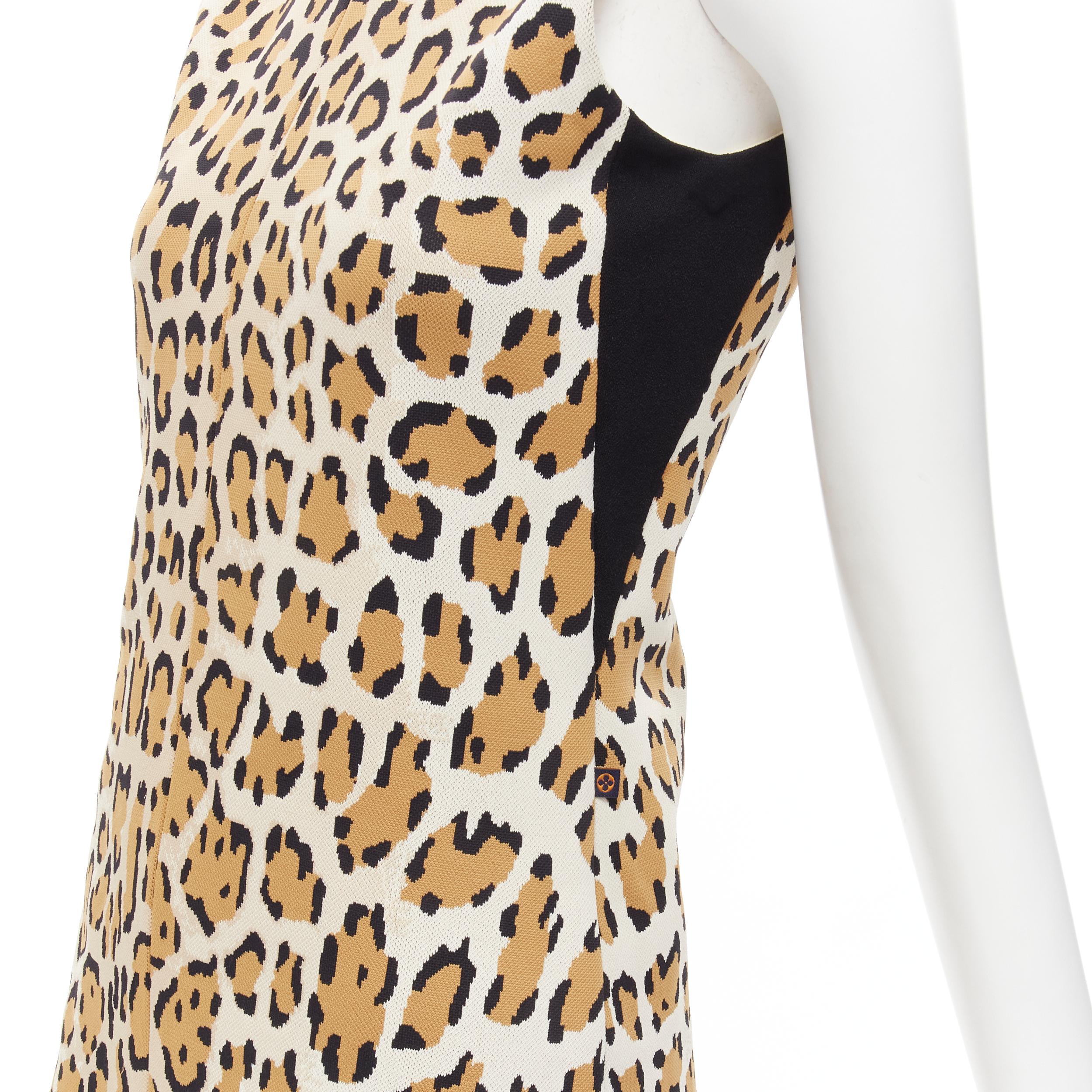 LOUIS VUITTON leopard jacquard knit sleeveless A-line cocktail dress XS For Sale 1