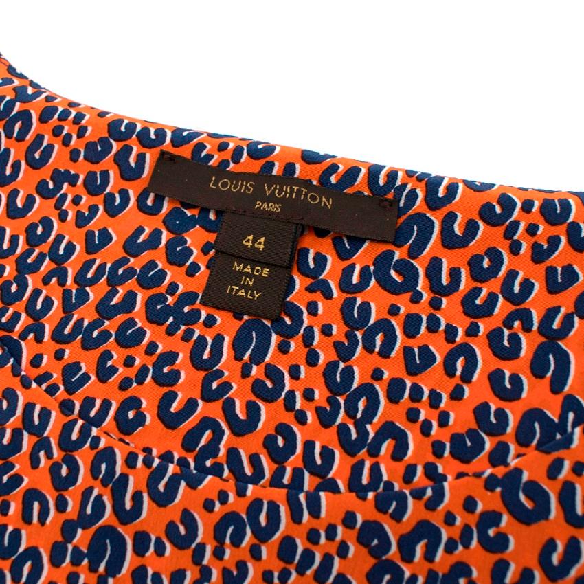Pink Louis Vuitton Leopard Print Silk Orange Blouse - Size US 8