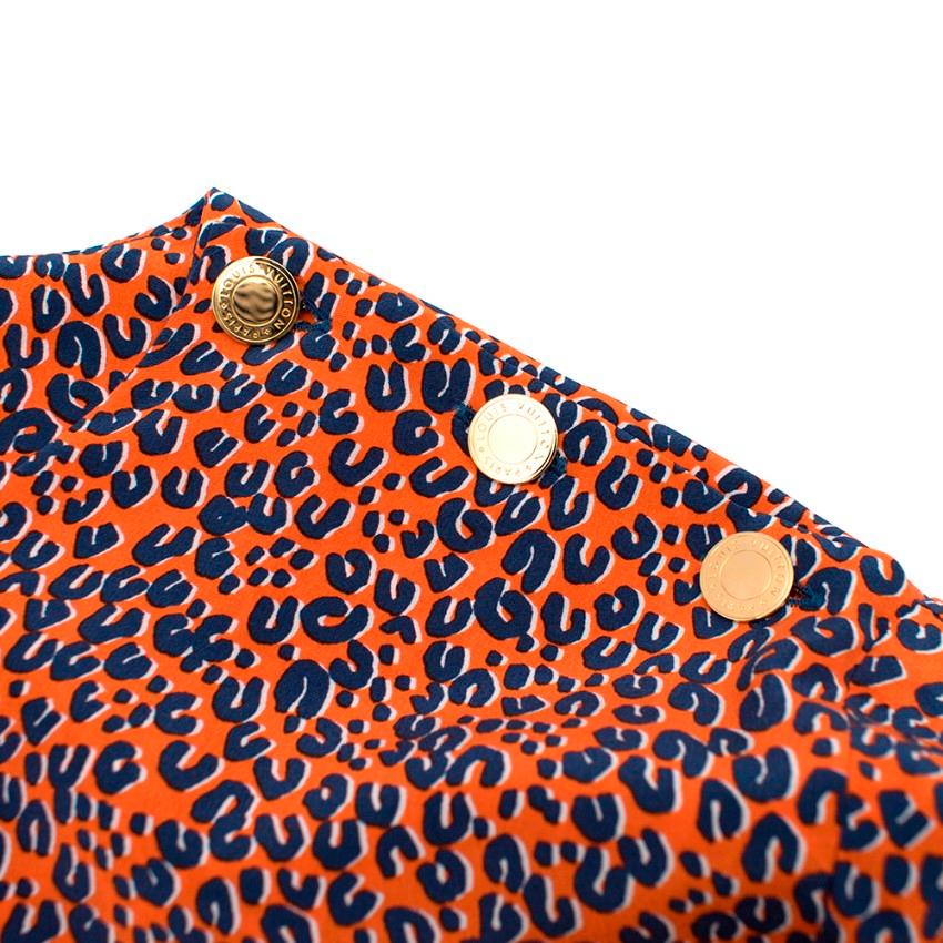 Louis Vuitton Leopard Print Silk Orange Blouse - Size US 8 In New Condition In London, GB