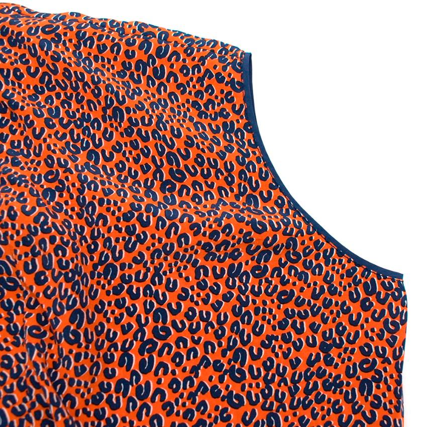 Women's Louis Vuitton Leopard Print Silk Orange Blouse - Size US 8